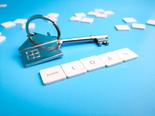 Key and home keychain with alphabets sorting Home Loan