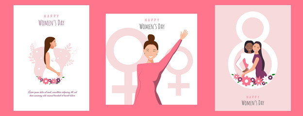 International Women's Day. Vector template with lettering design. 8 march, womans day, women's day background, womens day banners, womens day flyer, women's day design