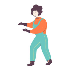 Indoor farming expert in uniform flat vector illustration