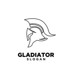 head gladiator line spartan logo icon design