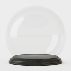 Empty glass dome on a white background. Clipping path included. 3D rendering.