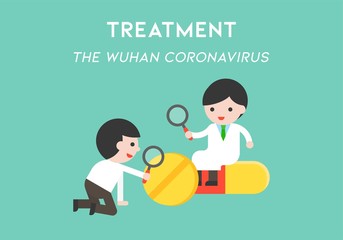Doctors with medicine, Wuhan coronavirus related vector