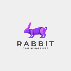 Vector Logo Illustration Rabbit Pose Gradient Colorful