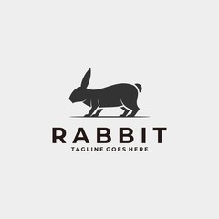 Vector Logo Illustration Rabbit Posed Silhouette Style