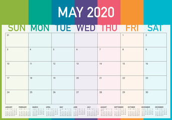 May 2020 desk calendar vector illustration