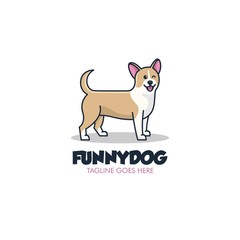 Vector Logo Illustration Funny Dog Simple Mascot Cartoon Style
