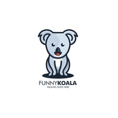 Vector Logo Illustration Funny Koala Simple Mascot Cartoon