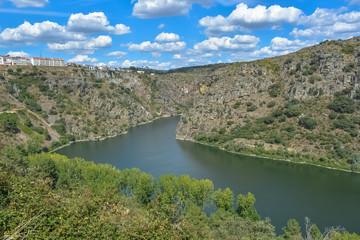 View at the Douro river and landscape around, cliffs with small vegetation and rocks