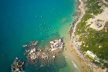 Aerial image of coastal lines near Quy Nhon, Vietnam.