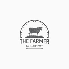 Cow farming logo design template vector illustration
