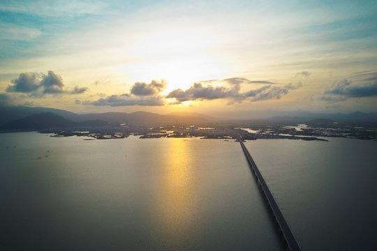 Aerial image of coastal lines near Quy Nhon, Vietnam.
