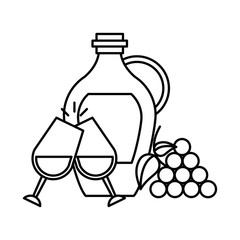 wine jar drink with grapes fruits