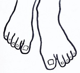 Two feet. Linear illustration on a white background.