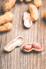 Peanuts in shell. Selecttive focus. Shallow depth of field.