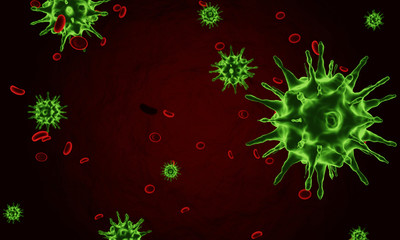 Coronavirus 2019-nCov novel coronavirus cell concept. Dangerous flu strain cases as a pandemic. Microscope virus close up. 3d rendering.