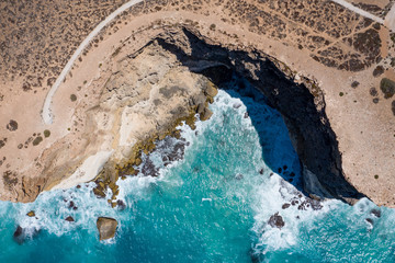 Overhead view of the cliffs at the Great Australian Bight in South Australia