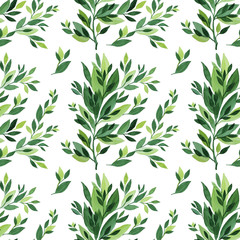 Fototapeta premium Seamless pattern with watercolor branches leaves art background