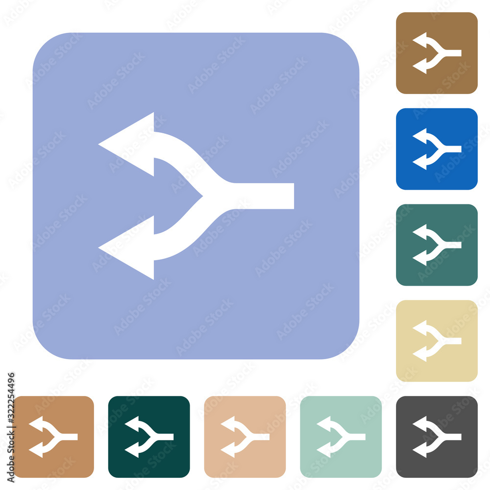 Poster split arrows left rounded square flat icons