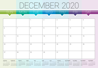 December 2020 desk calendar vector illustration