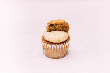 Tasty cupcake isolated on a white background