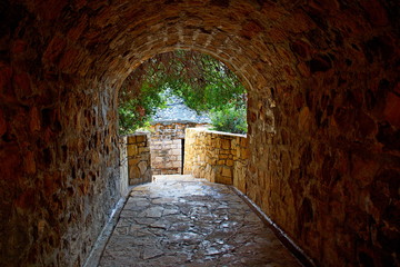 Fototapeta premium Tunel do kamiennej plaży Afrodyty (Cypr)