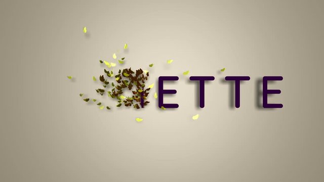 Name is Annette. The female name Annette on a light background disappears flying in butterflies. Minimal graphics. 4k