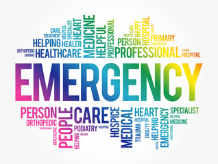 Emergency word cloud collage, healthcare concept background