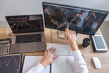 Stock exchange market concept, Business investor trading or stock brokers having a planning and...