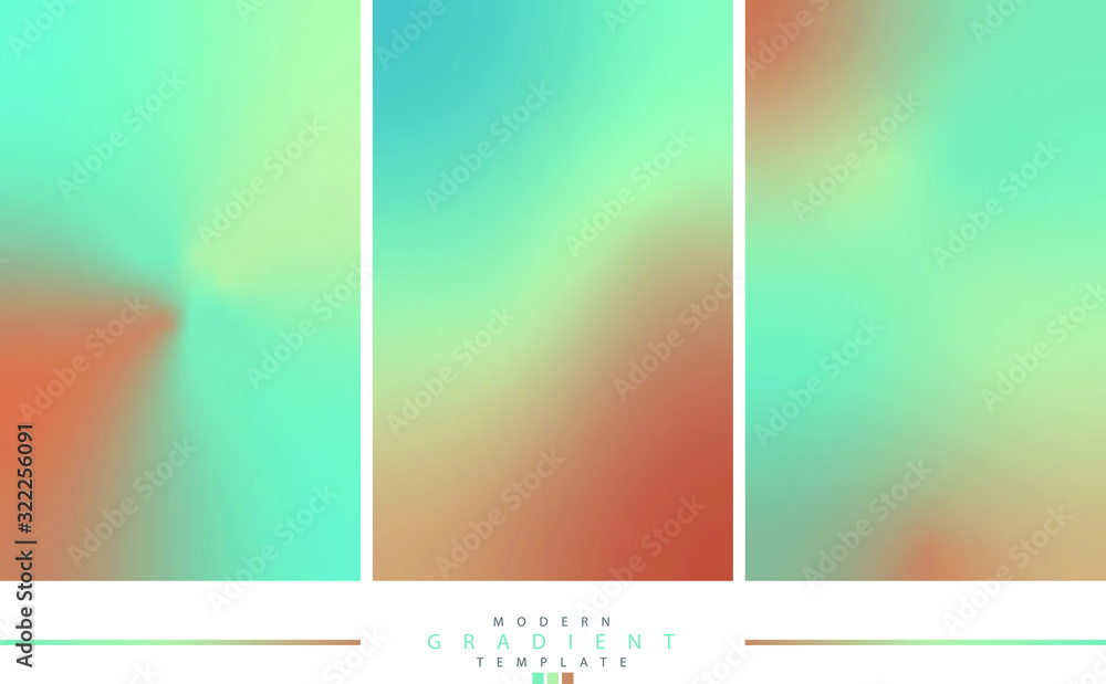 Poster set of abstract creative gradient concept multicolored blurred background . for web and mobile appli