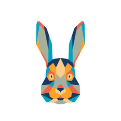 Geometric polygonal rabbit. Abstract colorful hare head. Vector illustration.	