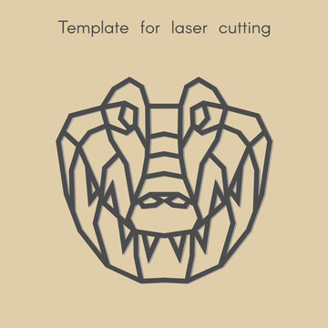 Template animal for laser cutting. Abstract geometriс crocodile for cut. Stencil for decorative panel of wood, metal, paper. Vector illustration.