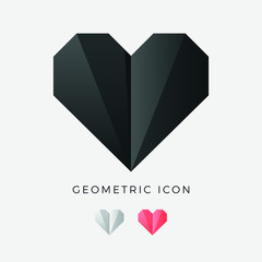 Heart Love Geometric Symbol - care, romance, valentine, emotion, health, hearts, lovers, passion, wedding - Origami Icon Vector Illustration - obrazy, fototapety, plakaty