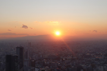 高層ビルから見た富士山