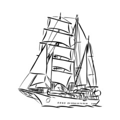 vector illustration of a ship