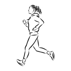 silhouette of girl jogging 