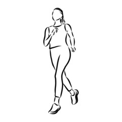 sketch of a jogging girl