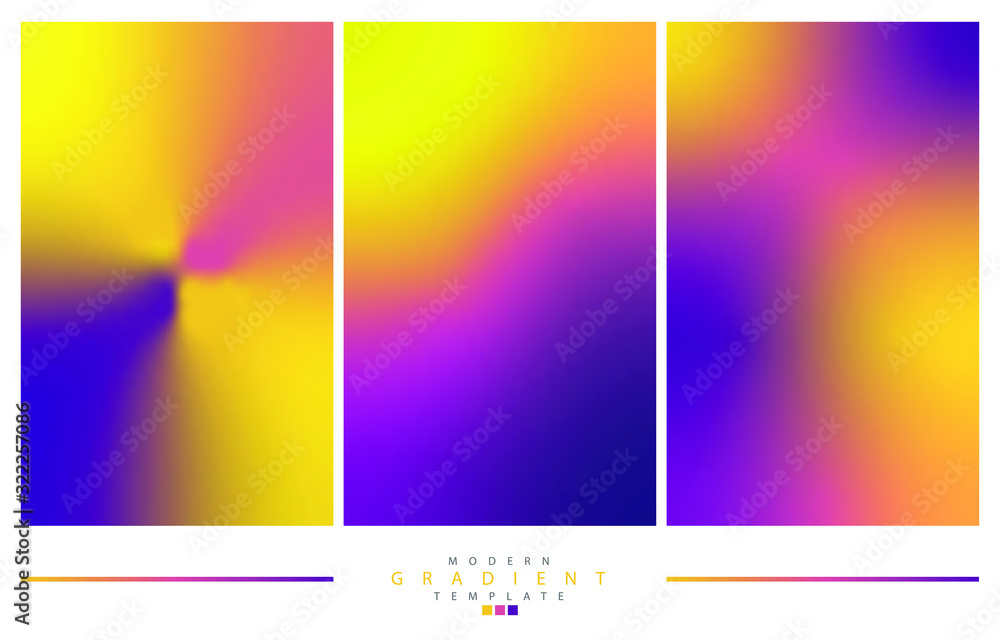 Poster set of abstract creative gradient concept multicolored blurred background . for web and mobile appli