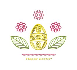 Easter egg. Design element. Paper cut effect. Contour image. Vector illustration.