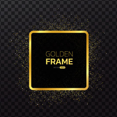 Gold frame with glitter background vector illustration.