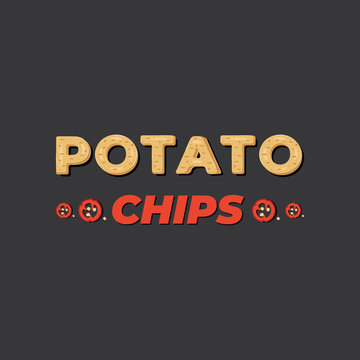 Potato chips - lettering label design. Vector illustration.