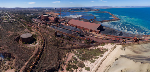 Panoramic aerial view of the steelworks at Whyalla in South Australia