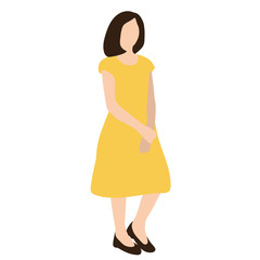 vector, isolated, silhouette of a little girl, flat style