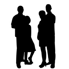vector, isolated, black silhouette people stand