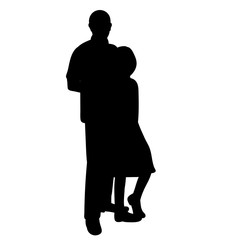 vector, isolated, black silhouette of a guy and a girl