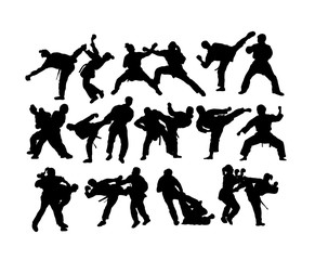 Wrestling and Boxing Silhouettes, art vector design