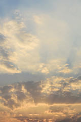Fototapeta na wymiar Beautiful vanilla sky and clouds with sunlight before sunset