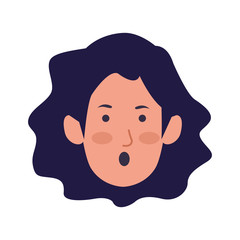 cartoon woman face with surprised expression, colorful design