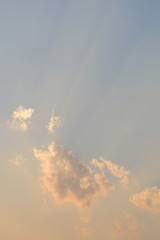Beautiful vanilla sky and clouds with sunlight before sunset