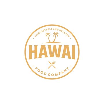 restaurant and hawaii logo, icon and illustration