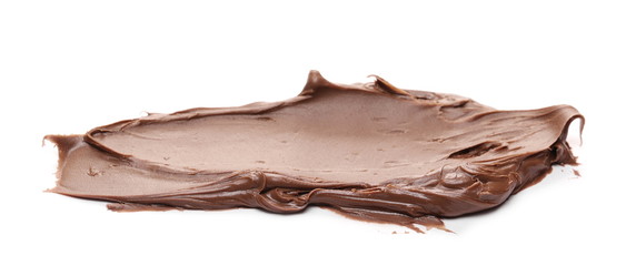 Chocolate cream spread isolated on white background